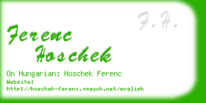 ferenc hoschek business card
